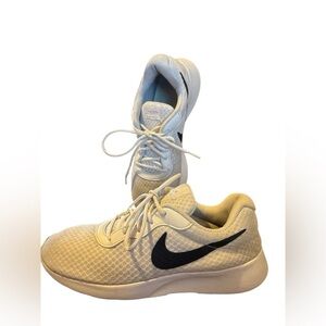 Nike White Mesh Sneakers with Black Swoosh